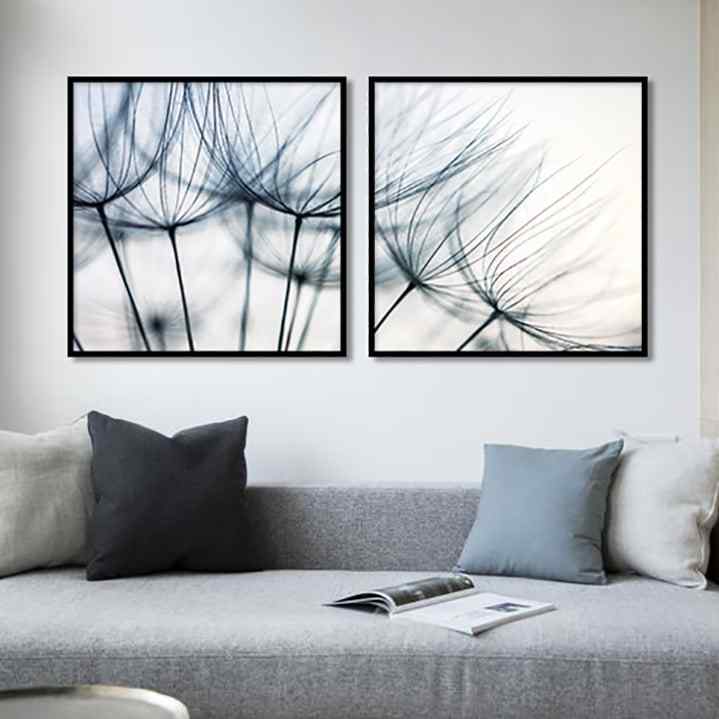 Conjunto de quadros Blue Dandelion Díptico por Juliana Bogo -  AMBIENTES