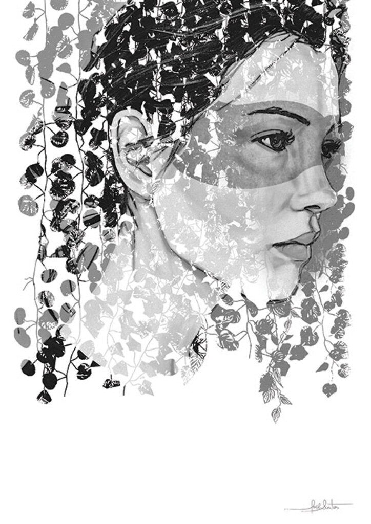 Grey Foliage Woman White por Joel Santos -  CATEGORIAS