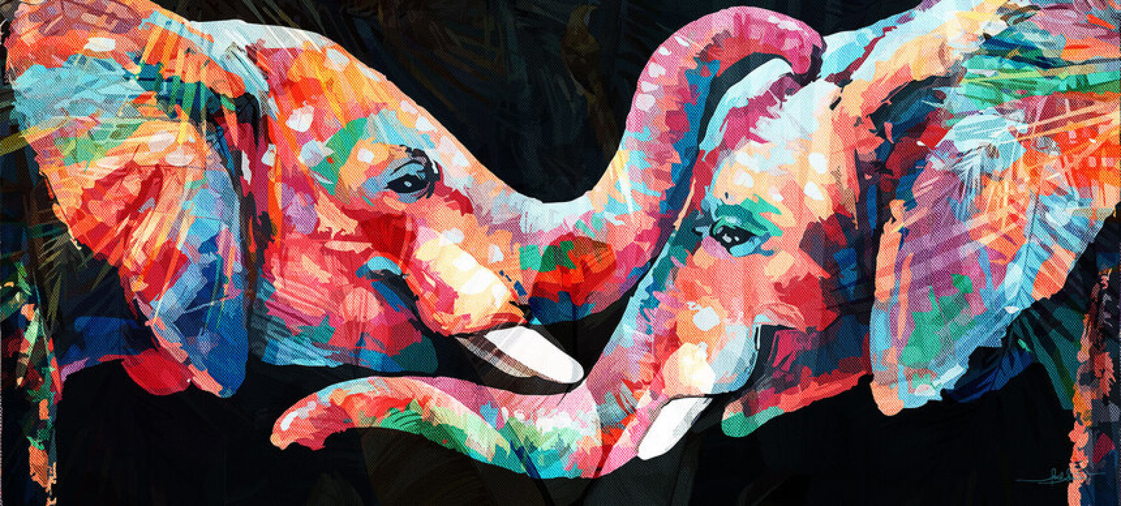 Quadro Elephant Color II Panoramico por Joel Santos -  CATEGORIAS