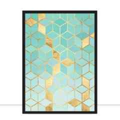 Quadro Mosaico azul e ouro por Vitor Costa -  AMBIENTES