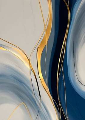 Abstrato Dourado e Azul I por Ajw
