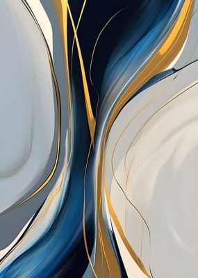 Abstrato Dourado e Azul II por Ajw