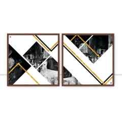 Conjunto de quadros Ilusion Abstract Gold por Joel Santos -  AMBIENTES
