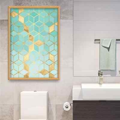 Quadro Mosaico azul e ouro por Vitor Costa -  AMBIENTES