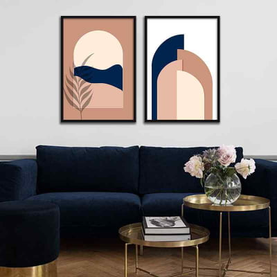 Conjunto de quadros Arcos Azuis por Bruna Polessi -  AMBIENTES