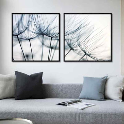 Conjunto de quadros Blue Dandelion Díptico por Juliana Bogo