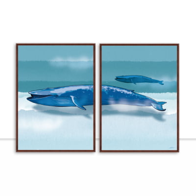 Conjunto de Quadros Blue Whale I e II por Joel Santos -  CATEGORIAS