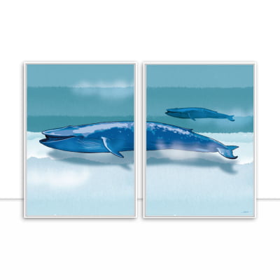 Conjunto de Quadros Blue Whale I e II por Joel Santos