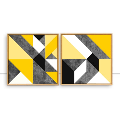 Conjunto de quadros Geométrico Amarelo por Juliana Bogo -  AMBIENTES
