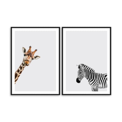 Conjunto de Quadros Girafa e Zebra por Juliana Bogo -  AMBIENTES