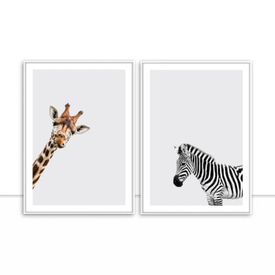 Conjunto de Quadros Girafa e Zebra por Juliana Bogo -  AMBIENTES