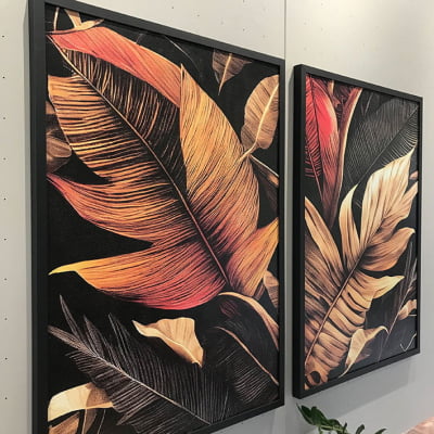 Conjunto de Quadros Tropical Leaves I e II por Renato Muniz - 70x100CM