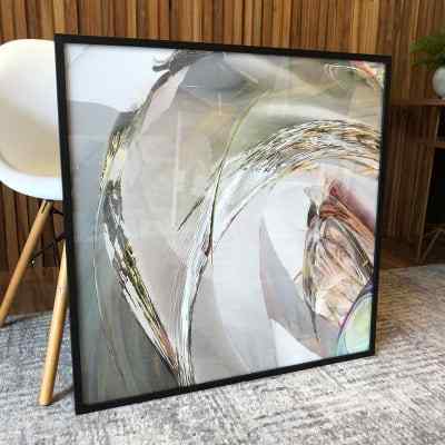 Quadro Abstrato Q4 por Paulo Ide em Pôster Slim c/ vidro - 70x70cm