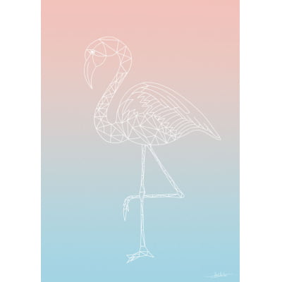 Quadro Flamingo Rosee and Blue por Joel Santos