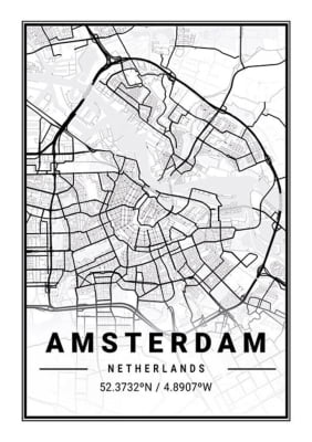Quadro Mapa Amsterdam por Elli Arts
