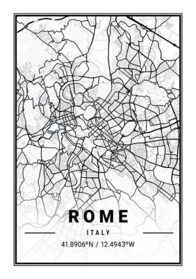 Quadro Mapa Rome por Elli Arts