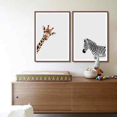 Conjunto de Quadros Girafa e Zebra por Juliana Bogo